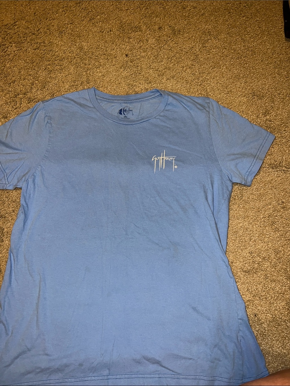 Guy Harvey Light Blue Kids Short Sleeve Tee with Small Chest Logo